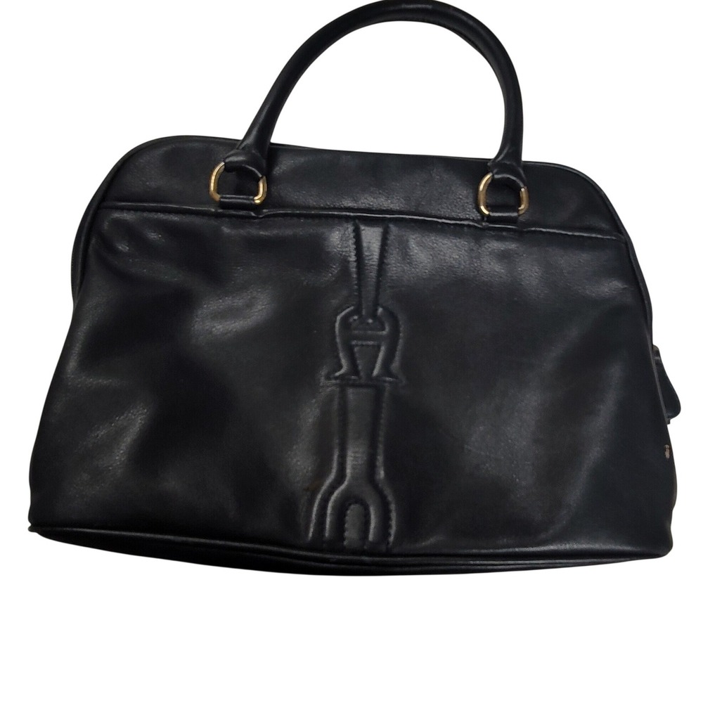 Quiet‎ Luxury Etienne Aigner Black Leather Handbag Gold Hardware Dark Academia